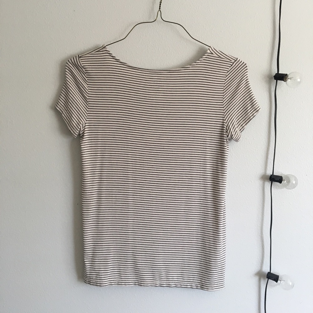 American Eagle Soft and Sexy Striped Lace Up Tee - Picture 2 of 4